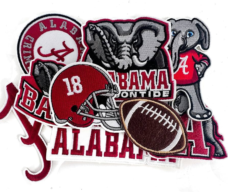 9PCS Alabama Iron on Patches, Football Patches for Jeans, T-Shirts, Backpacks, Hats, Sew On for M... | Amazon (US)