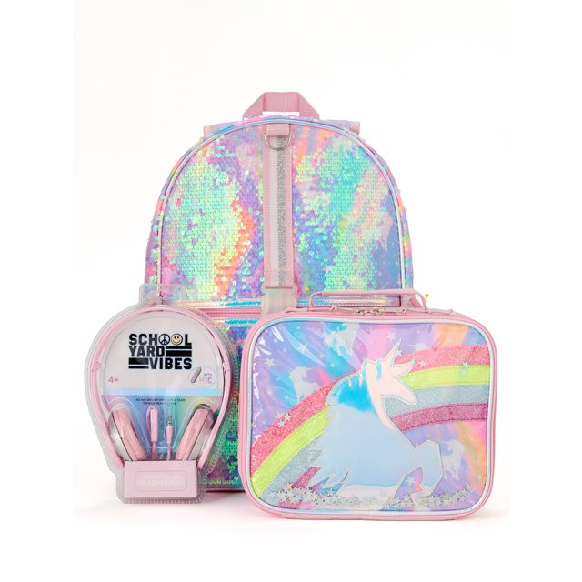 Schoolyard Vibes 17" 3 Piece Backpack Set with Headphones and Kids Lunch Box - Walmart.com | Walmart (US)