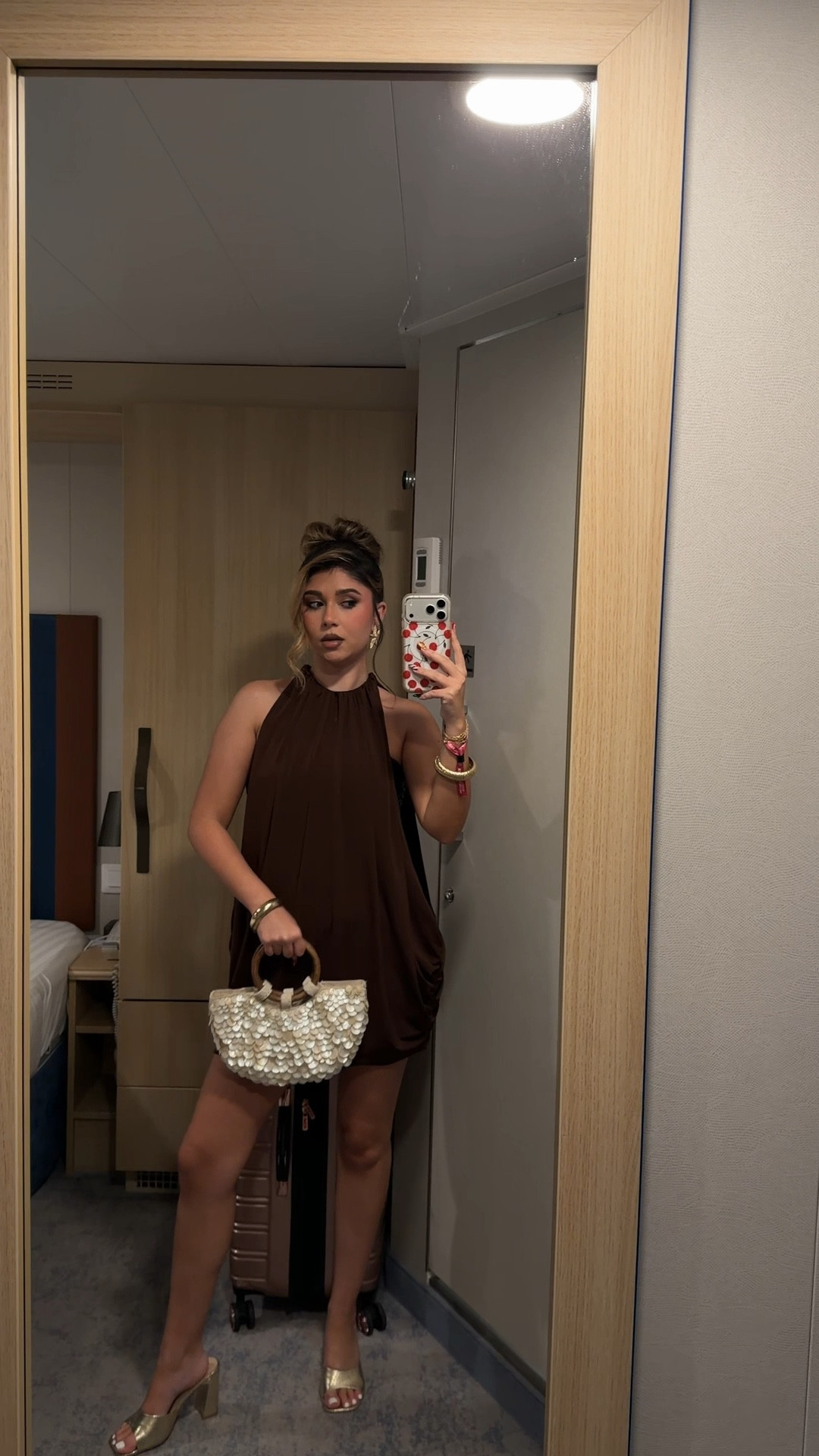 Holiday Party Dress / cruise night 1 outfit / Zara sequin brown bubble dress / faux mother of pearl bag / gold sandal heels / starfish earrings / wedding guest dress 

#LTKootd #LTKHoliday #LTKgrwm