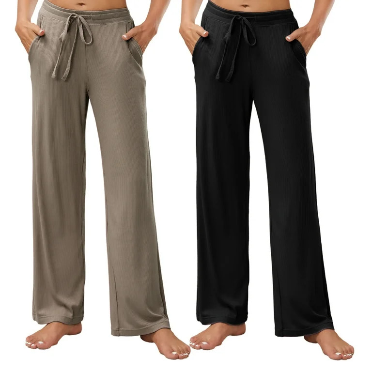 HEARTNICE 2 Pack Women's Pajamas Pants, with Pockets Pj Bottoms Lounge Stretch Yoga Sweatpants,(B... | Walmart (US)