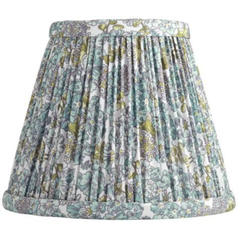 Springcrest Nelle Soft Blue and Green Floral Pleated Clip-On Shade 3.5x6x5 - #8695H | Lamps Plus | Lamps Plus