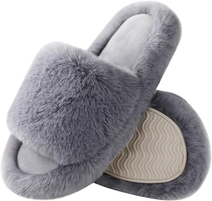 Ankis Comfy Women's Plush Slippers - Cute Chic Versatile Pretty Platform Slippers, Open Toe, Non-... | Amazon (US)