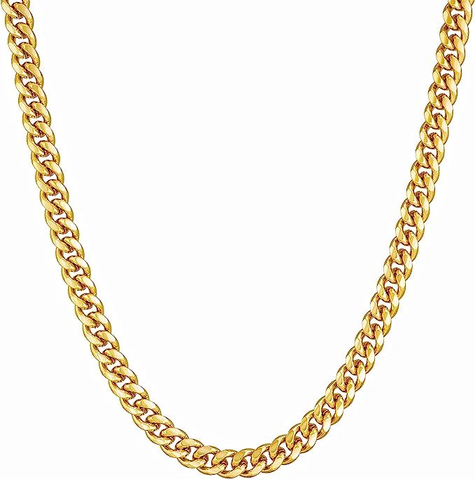 LIFETIME JEWELRY 4.5mm Curb Link Chain Necklace for Women & Men 24k Gold Plated (20.0) | Amazon.c... | Amazon (US)