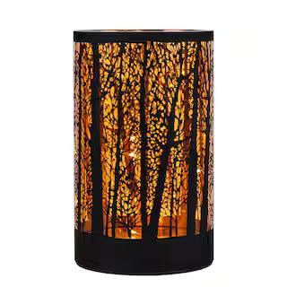 Northlight LED Lighted Forest Trees Glass Hurricane Fall Harvest Candle Decoration-7.75 in. 35774... | The Home Depot