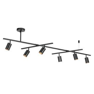 Globe Electric West 64 in. 6-Light Matte Black Track Lighting with 2 x Center Swivel Bars 59829 -... | The Home Depot