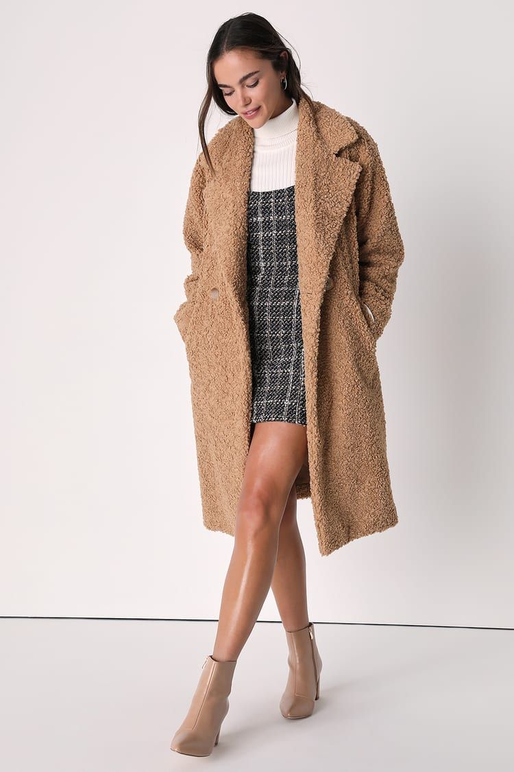 Toasty Trend Tan Double-Breasted Teddy Coat | Lulus (US)