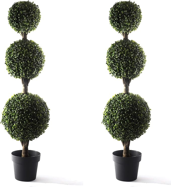 Bornbridge Artificial Boxwood Topiary Ball Tree - 4' Boxwood Ball Tree - Indoor/Outdoor Topiary T... | Amazon (US)
