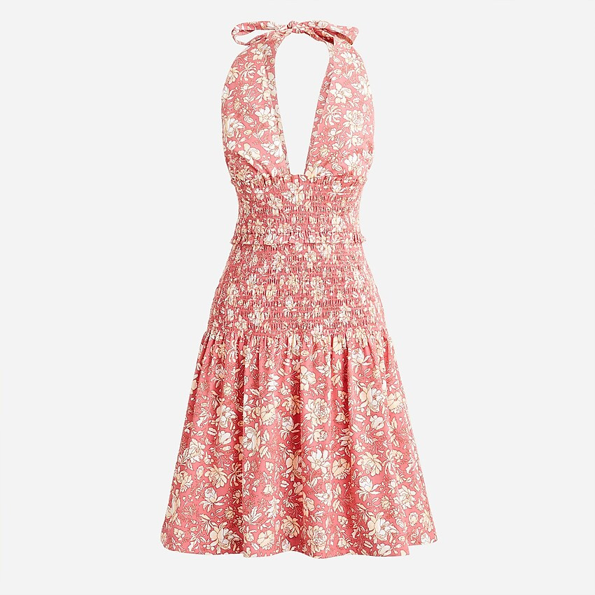 Smocked halter dress in tossed floral | J. Crew US