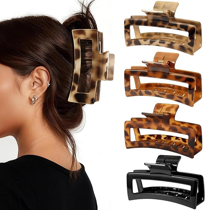 Auseibeely 4 Pack 5 Inch Extra Large Claw Clips for Thick Hair, Jumbo Tortoise Shell Claw Clip fo... | Amazon (US)