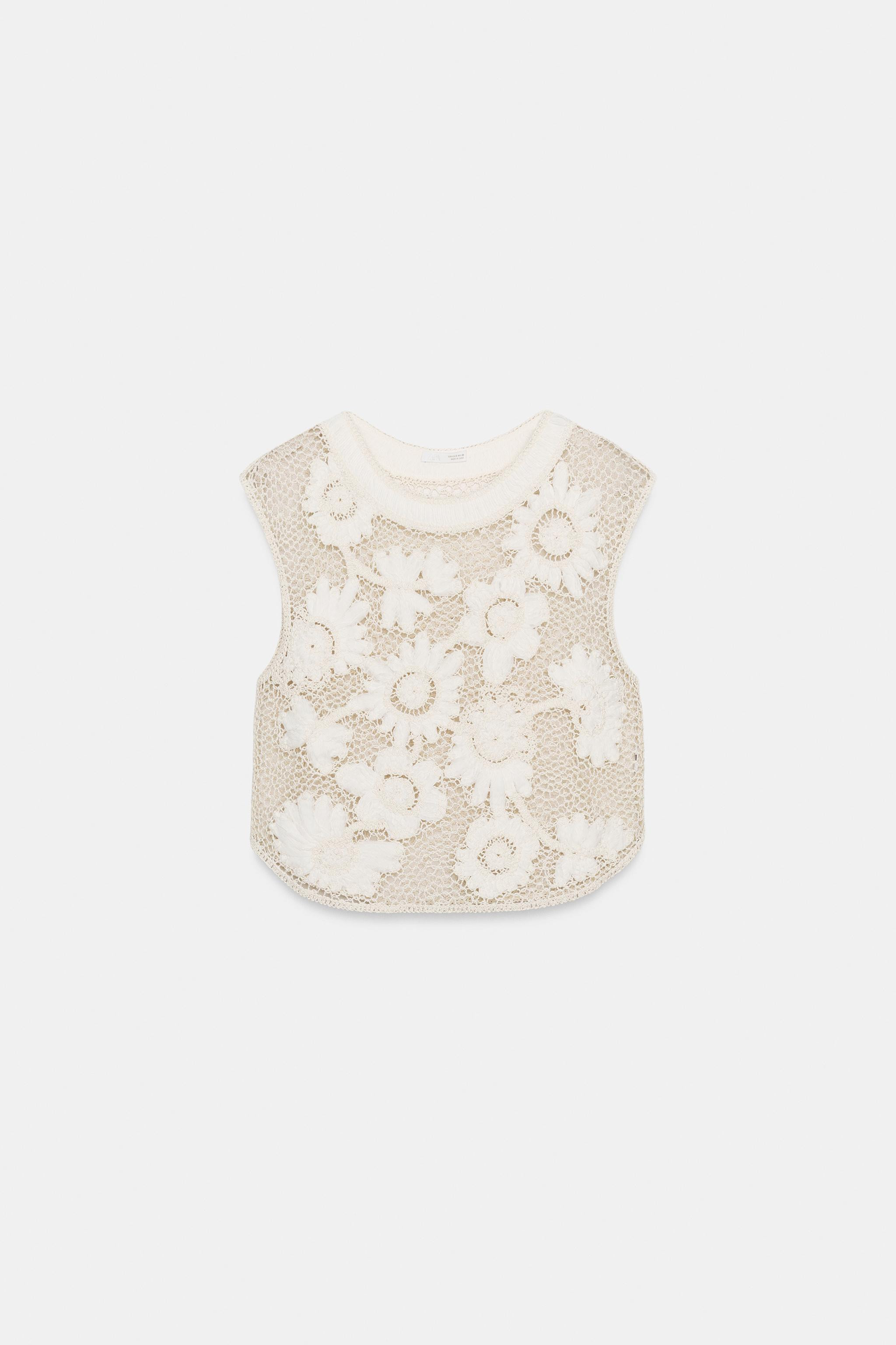 CROCHET FLORAL TOP | Zara US