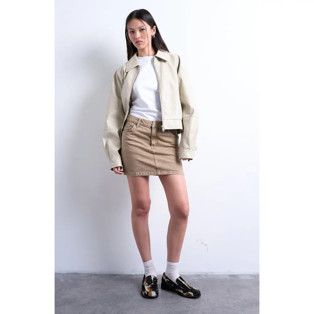 Topshop Denim Miniskirt in Beige at Nordstrom Rack, Size 10 Us (Fits Like 10-12) | Nordstrom Rack