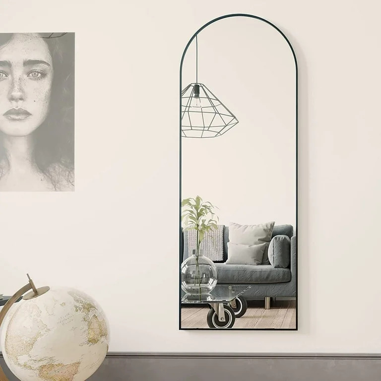 BEAUTYPEAK Arched Full Length Floor Mirror 58"x18" Full Body Standing Mirror,Black | Walmart (US)