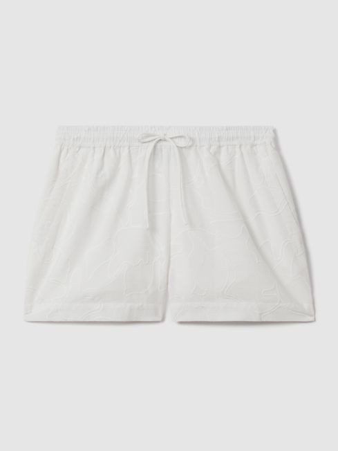 Cotton Embroidered Drawstring Shorts | Reiss UK