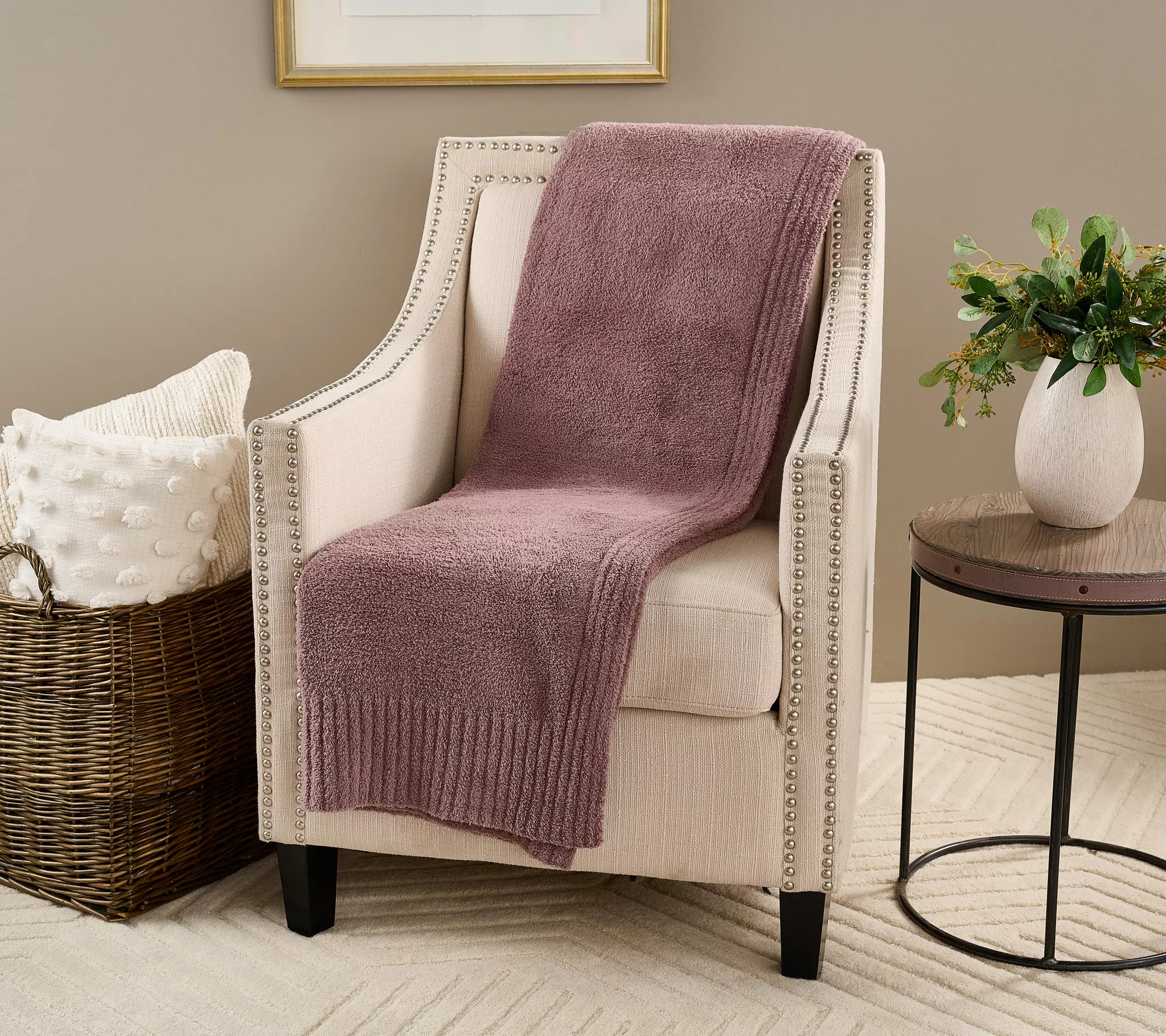 Barefoot Dreams CozyChic Stacked Rib Border 45"x60" Blanket | QVC