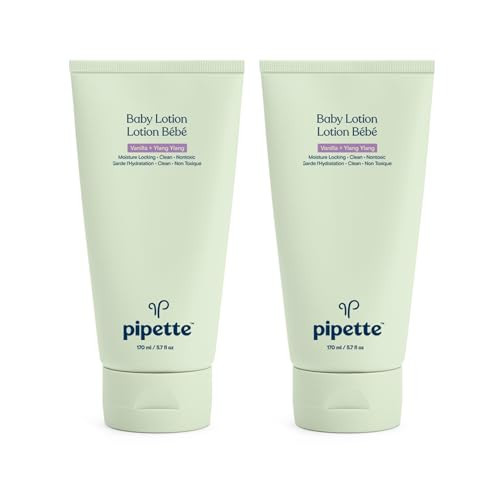 Pipette Baby Lotion - New & Improved Formula, Hydration & Natural Moisture of Baby's Delicate Skin, Renewable Plant-Derived Squalane, Vanilla + Ylang Ylang Aroma, 5.7 fl oz (Pack of 2) | Amazon (US)