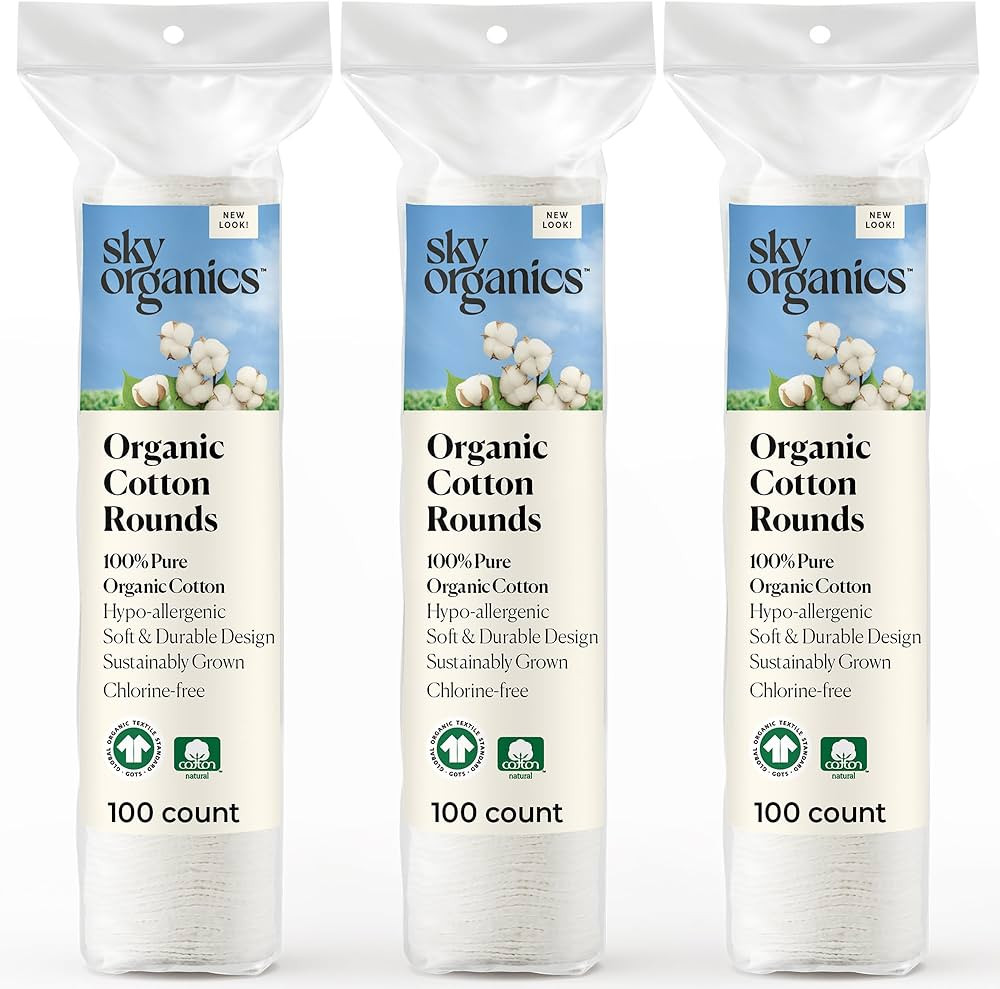 Sky Organics Organic Cotton Rounds for Sensitive Skin, 100% Pure GOTS Certified Organic for Beaut... | Amazon (US)