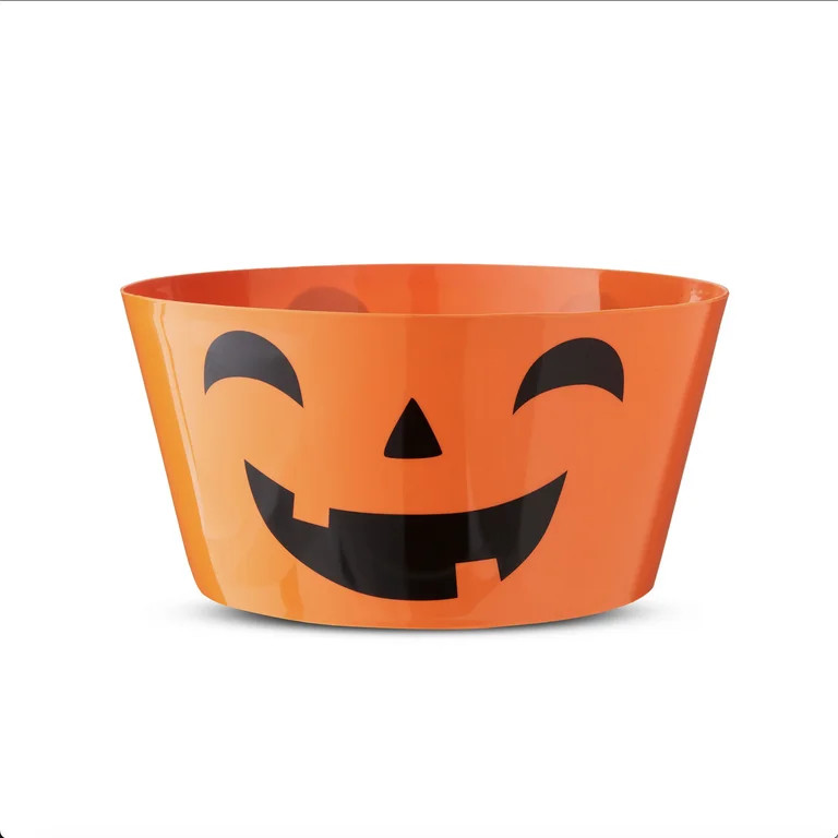 Plastic Jack-o'-Lantern Serving Bowl, Orange, 11", Halloween by Way To Celebrate | Walmart (US)