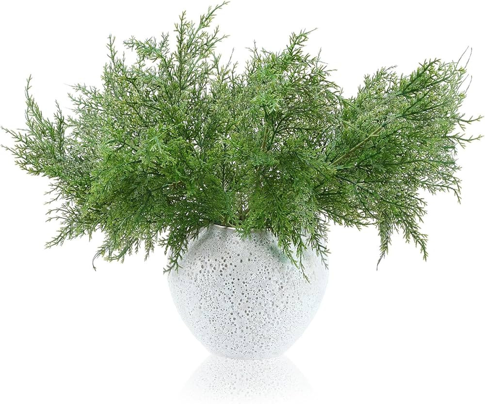 Giegxin 12 Pcs Christmas Norfolk Pine Branches Real Touch Artificial Cedar Stems 18.5 inch Faux P... | Amazon (US)