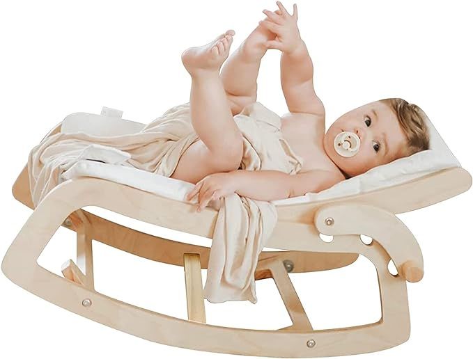 Little Dove Baby Bouncer 3-in-1 Convertible Wooden Recliner and Rocker Chair for Toddler - with R... | Amazon (US)