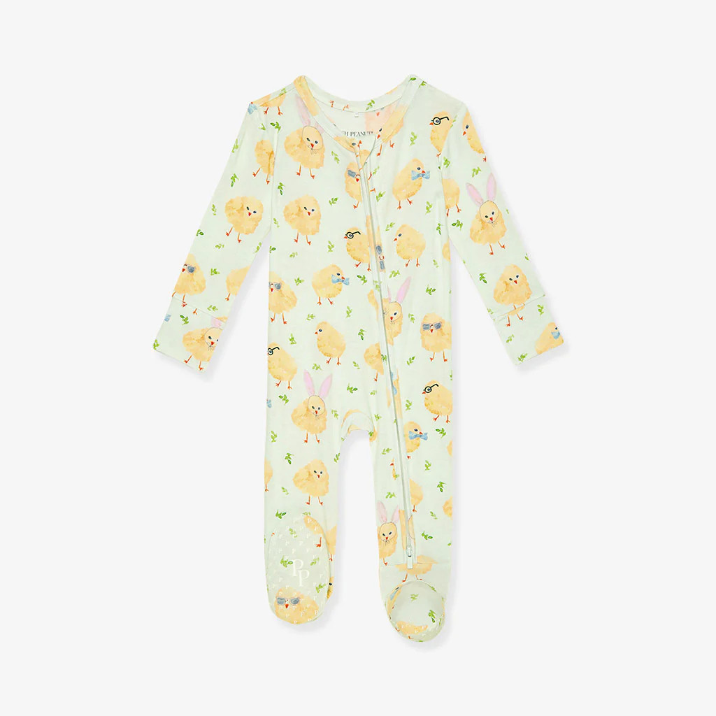 Rabbit Green One Piece Baby Footie Pajamas | Charles | Posh Peanut