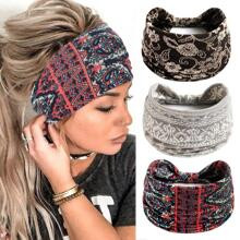 Unicra Boho Headbands Wide Knotted Headband Blue Head Bands Turban Head Wraps Fashion Hair Bands for Women and Girls | SHEIN
