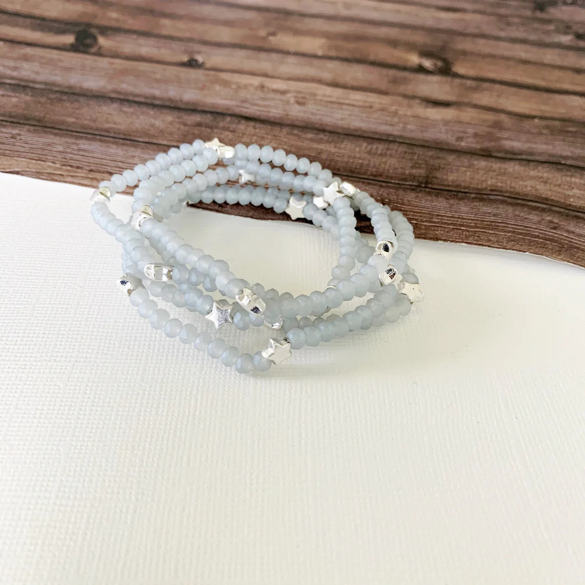 Boutique Bracelet Collection :: Celeste Grey Silver Star Bracelet Set | Baubles & Bits