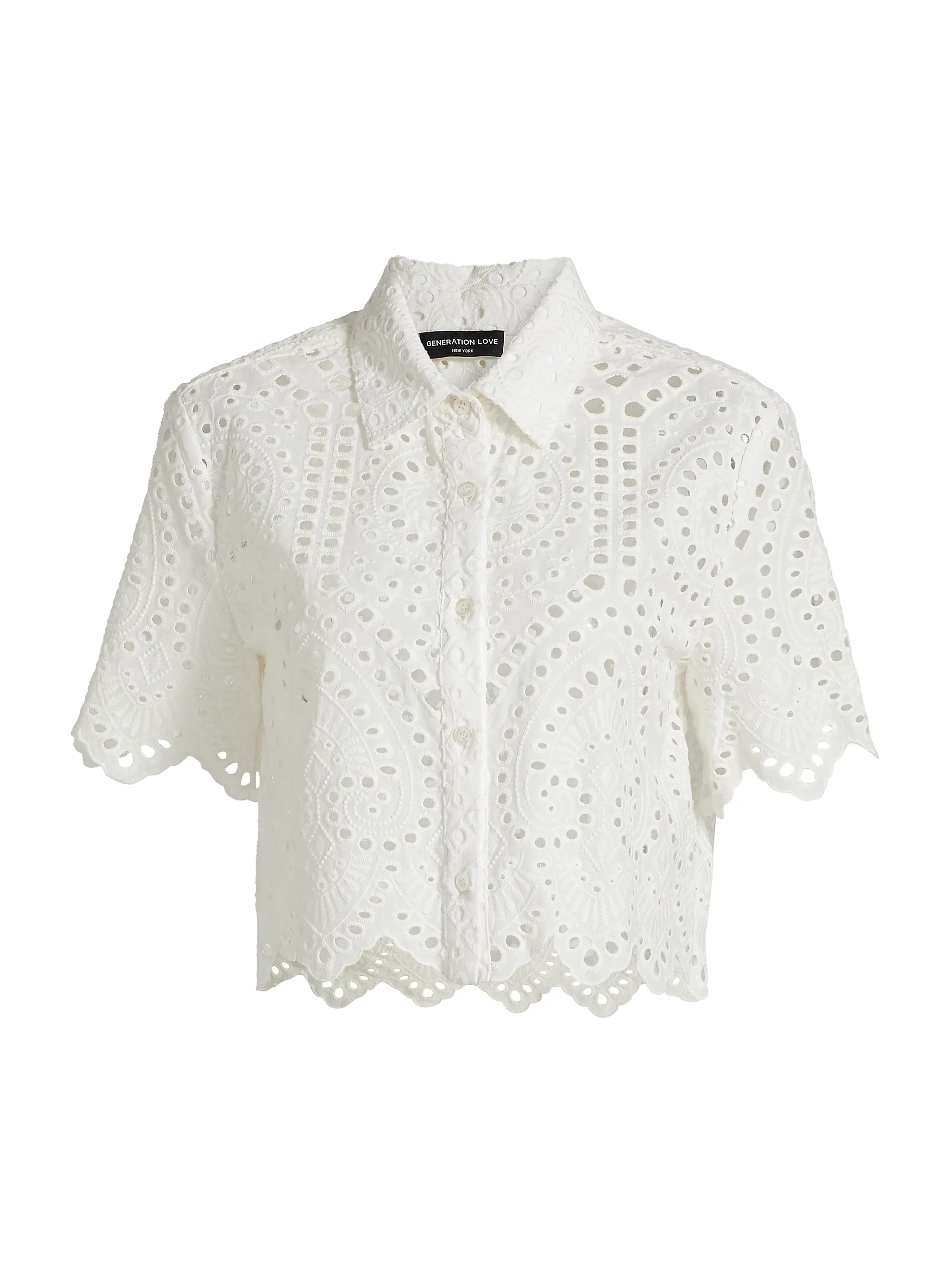 Dubois Cotton Eyelet Cropped Shirt | Saks Fifth Avenue