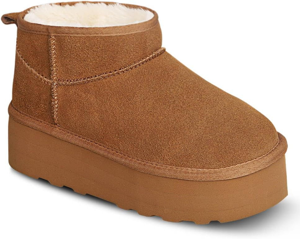 WICDIC Platform Mini Boot For Women Short Ankle Boot Fur Fleece Lined Sneakers Classic Ultra Snow... | Amazon (US)