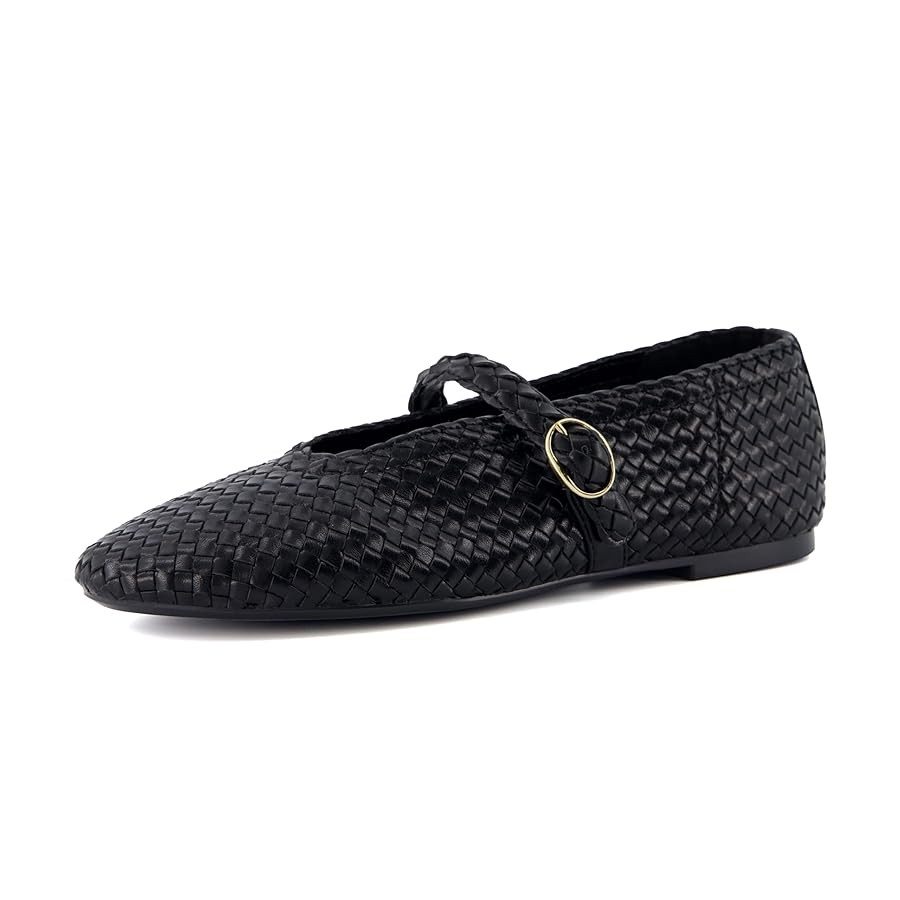 CUSHIONAIRE Bistro Mary Jane Flats for Women, Woven Ballet Flats Shoes with Strap and Memory Foam... | Amazon (US)
