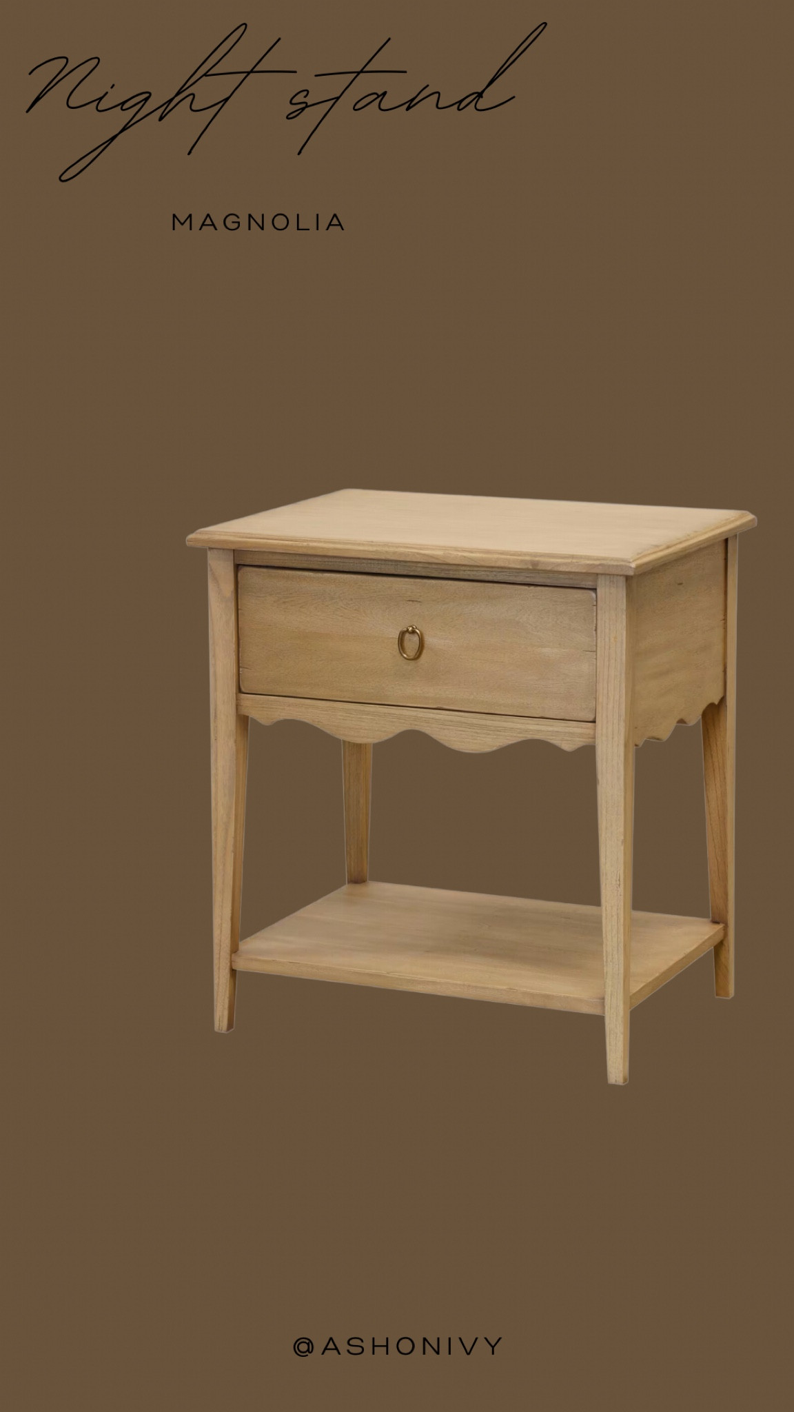 Nightstand.  Magnolia.  Scallop detail.  Storage.  Natural wood.  Bedroom.

#LTKHome