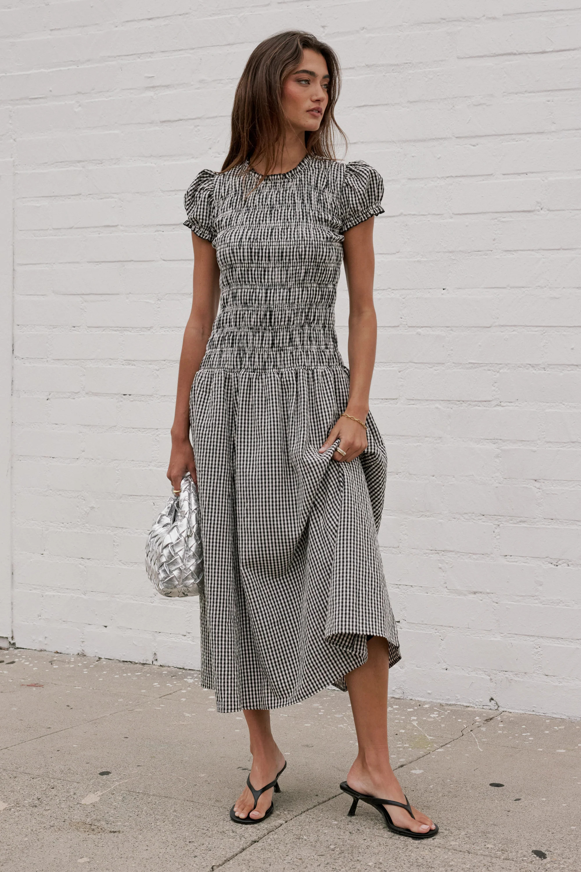 Opal Gingham Maxi Dress in Black | Böhme US