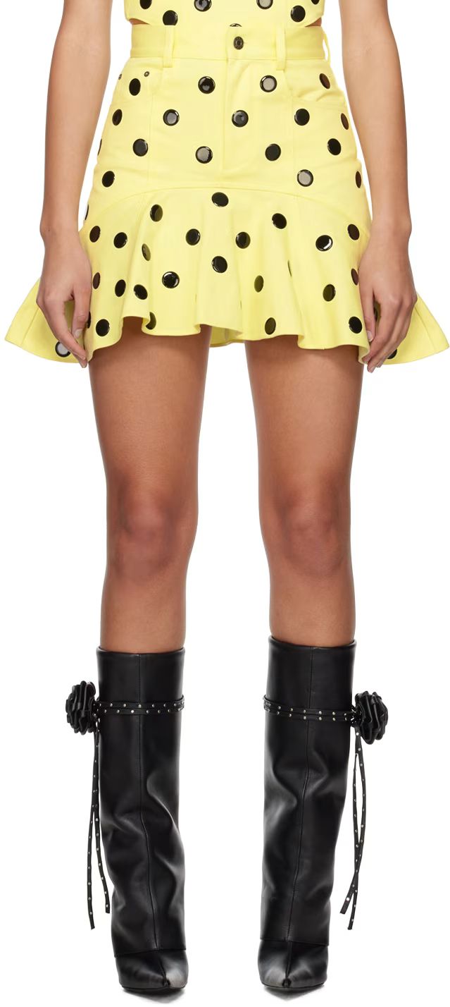 Yellow Polka Dot Miniskirt | SSENSE