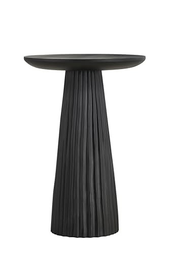 Jai Black Wood Side Table – 15.25” Round End Table – Modern Ribbed Accent Table for Living Room, Bedroom, Bedside Storage – Contemporary Mango Wood Small Space Furniture | Amazon (US)