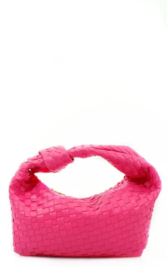 Hot Pink Woven Pouch Grab Bag | Hello Handbag | SilkFred | SilkFred