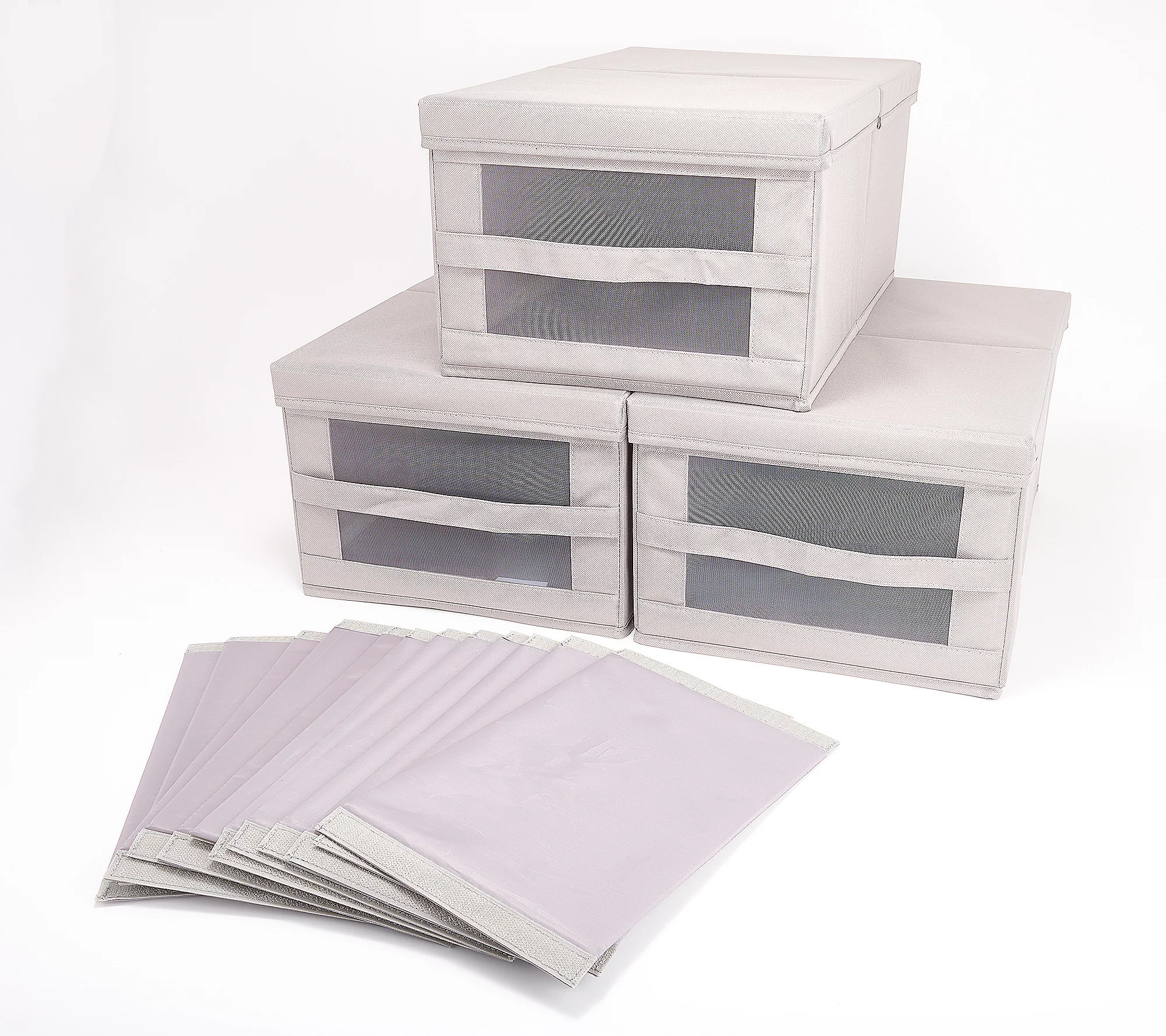 Cella Set of 3 Collapsible Storage Boxes with Mesh Window | QVC