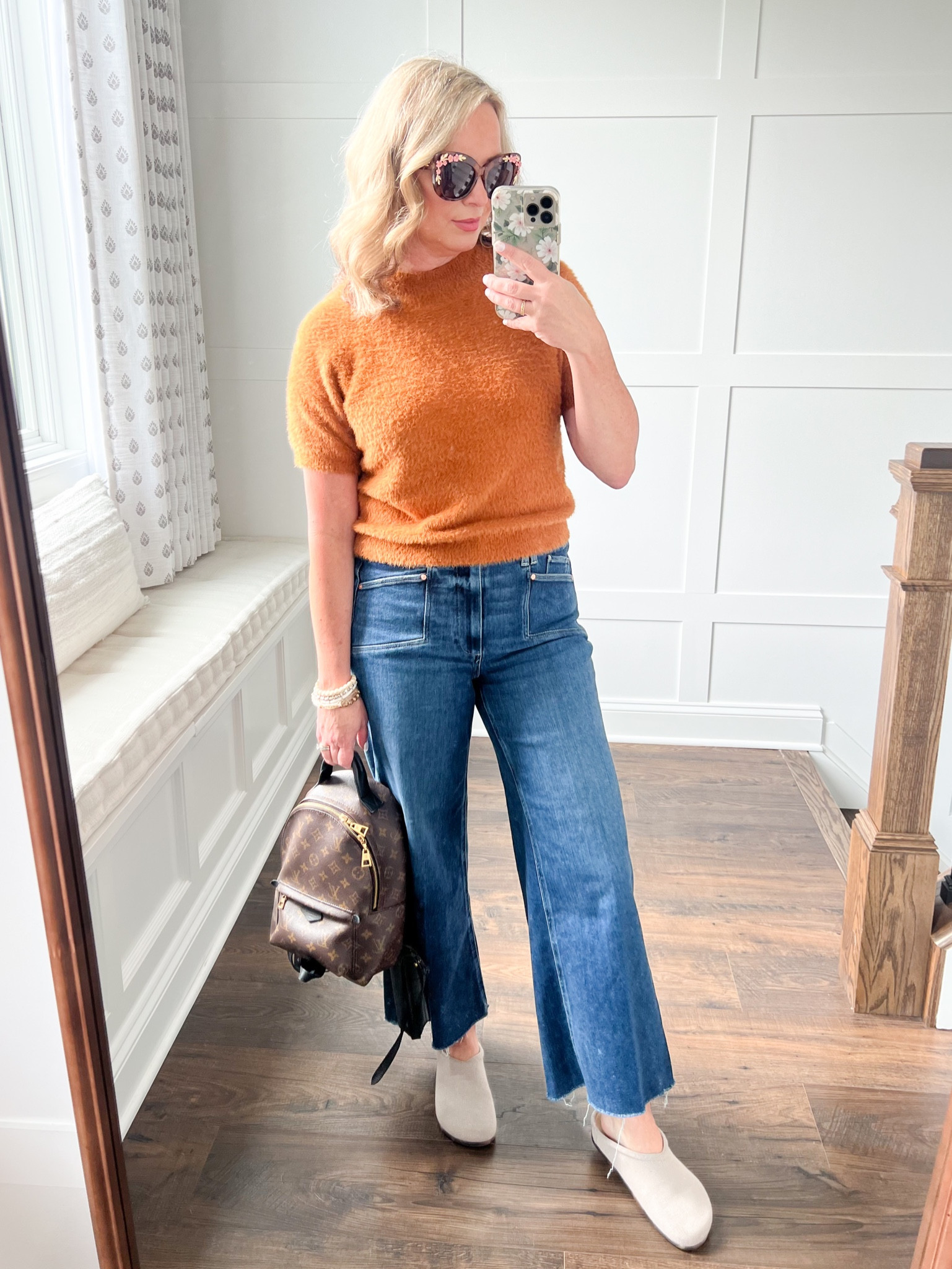 These jeans were a splurge but they are now the most comfortable jeans I own! The denim is so soft and the material has stretch! They aren’t too high waisted. The crop wide leg design is so in style right now. Run TTS. My Rothy’s clogs are also the most comfortable shoes. They are great to throw on and go or to wear around the house. They run big! I’m always a size 7 in shoes and I had to size down to a 6. The 6 fits perfect. Wearing size medium in my sweater (also available in multiple colors). These sunglasses are so fun and affordable  

#LTKStyleTip