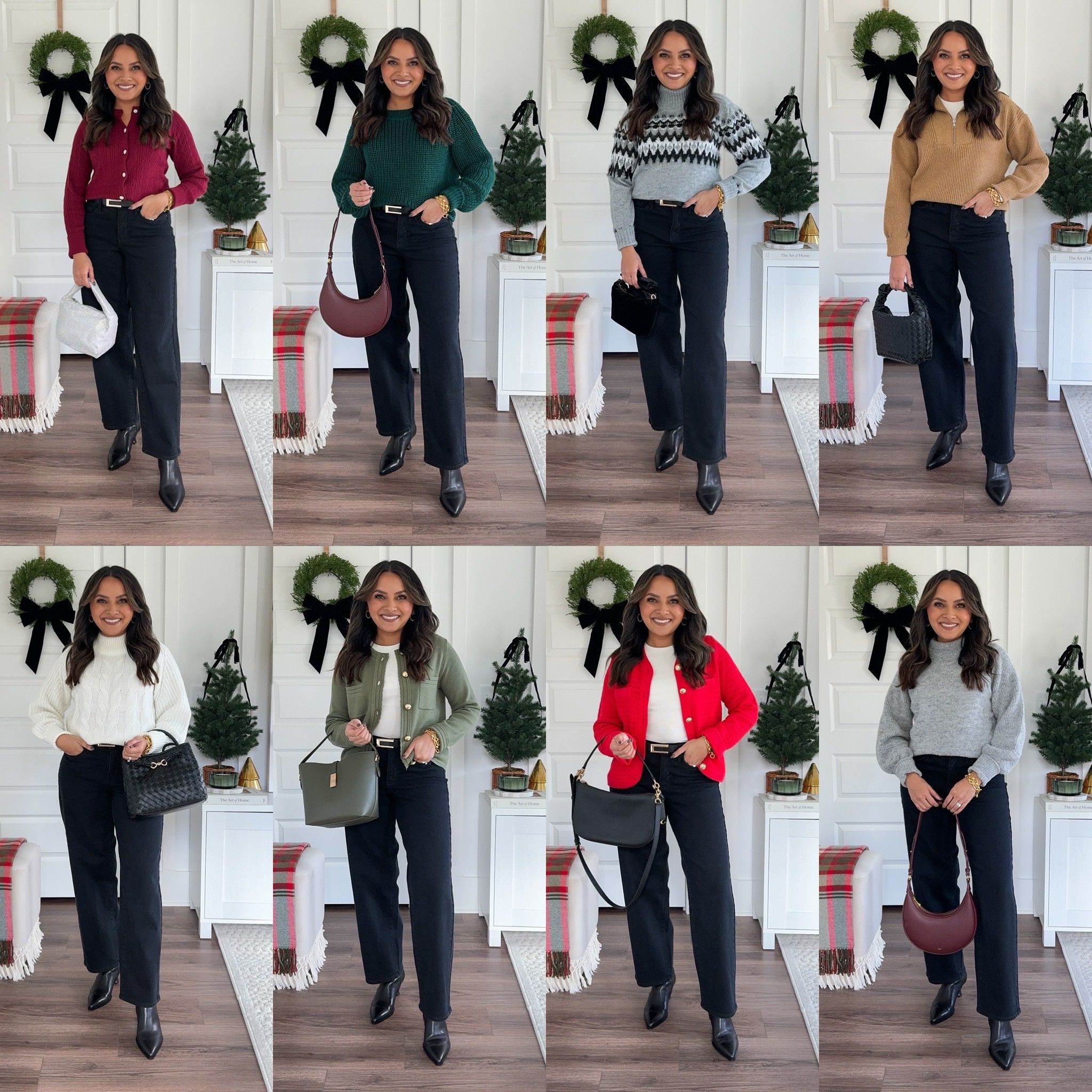 Burgundy cable knit cardigan size XS TTS 
Black Belt size 26-30”
Black barrel jeans size 0 petite - sized down size! Use code RACHEL25 for 25% off! 
Black booties Size 6- usually size 5.5 but these start in size 6 and fit perfectly

Green sweater size XS TTS 
Black Belt size 26-30”
Black barrel jeans size 0 petite - sized down size! Use code RACHEL25 for 25% off! 
Black booties Size 6- usually size 5.5 but these start in size 6 and fit perfectly

Heather Grey Christmas Sweater size XS TTS 
Black Belt size 26-30”
Black barrel jeans size 0 petite - sized down size! Use code RACHEL25 for 25% off! 
Black booties Size 6- usually size 5.5 but these start in size 6 and fit perfectly

Heather Brown Half Zip Sweater Size xs  - TTS 
White tank top size XS TTS 
Black Belt size 26-30”
Black barrel jeans size 0 petite - sized down size! Use code RACHEL25 for 25% off! 
Black booties Size 6- usually size 5.5 but these start in size 6 and fit perfectly

Cream Cable Knit Sweater size XS TTS 
Black Belt size 26-30”
Black barrel jeans size 0 petite - sized down size! Use code RACHEL25 for 25% off! 
Black booties Size 6- usually size 5.5 but these start in size 6 and fit perfectly

Light green cardigan size XS TTS 
White Tank size XS TTS 
Black Belt size 26-30”
Black barrel jeans size 0 petite - sized down size! Use code RACHEL25 for 25% off! 
Black booties Size 6- usually size 5.5 but these start in size 6 and fit perfectly

Red cardigan size XS TTS
White Tank size XS TTS 
Black Belt size 26-30”
Black barrel jeans size 0 petite - sized down size! Use code RACHEL25 for 25% off! 
Black booties Size 6- usually size 5.5 but these start in size 6 and fit perfectly

Grey turtleneck sweater size XS TTS 
Black Belt size 26-30”
Black barrel jeans size 0 petite - sized down size! Use code RACHEL25 for 25% off! 
Black booties Size 6- usually size 5.5 but these start in size 6 and fit perfectly

Fall outfit 
Fall style 
Holiday style 
Christmas style 
Christmas outfit 
Winter outfit 
Thanksgiving outfit 

Honey Sweet petite 
Honeysweetpetite

#LTKHoliday #LTKSeasonal #LTKStyleTip