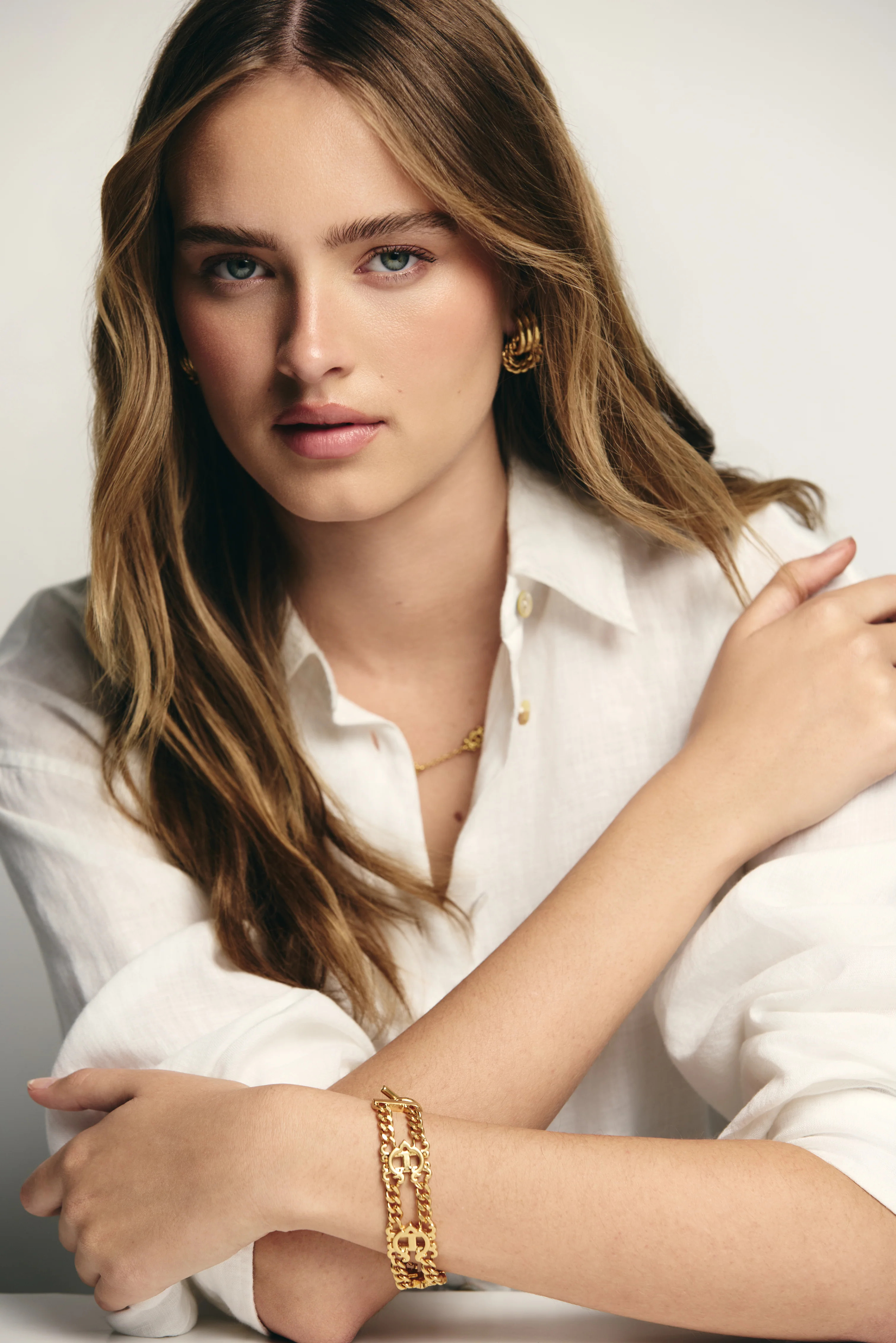 HC Double Chain Bracelet (Vintage Gold) | Holland Cooper