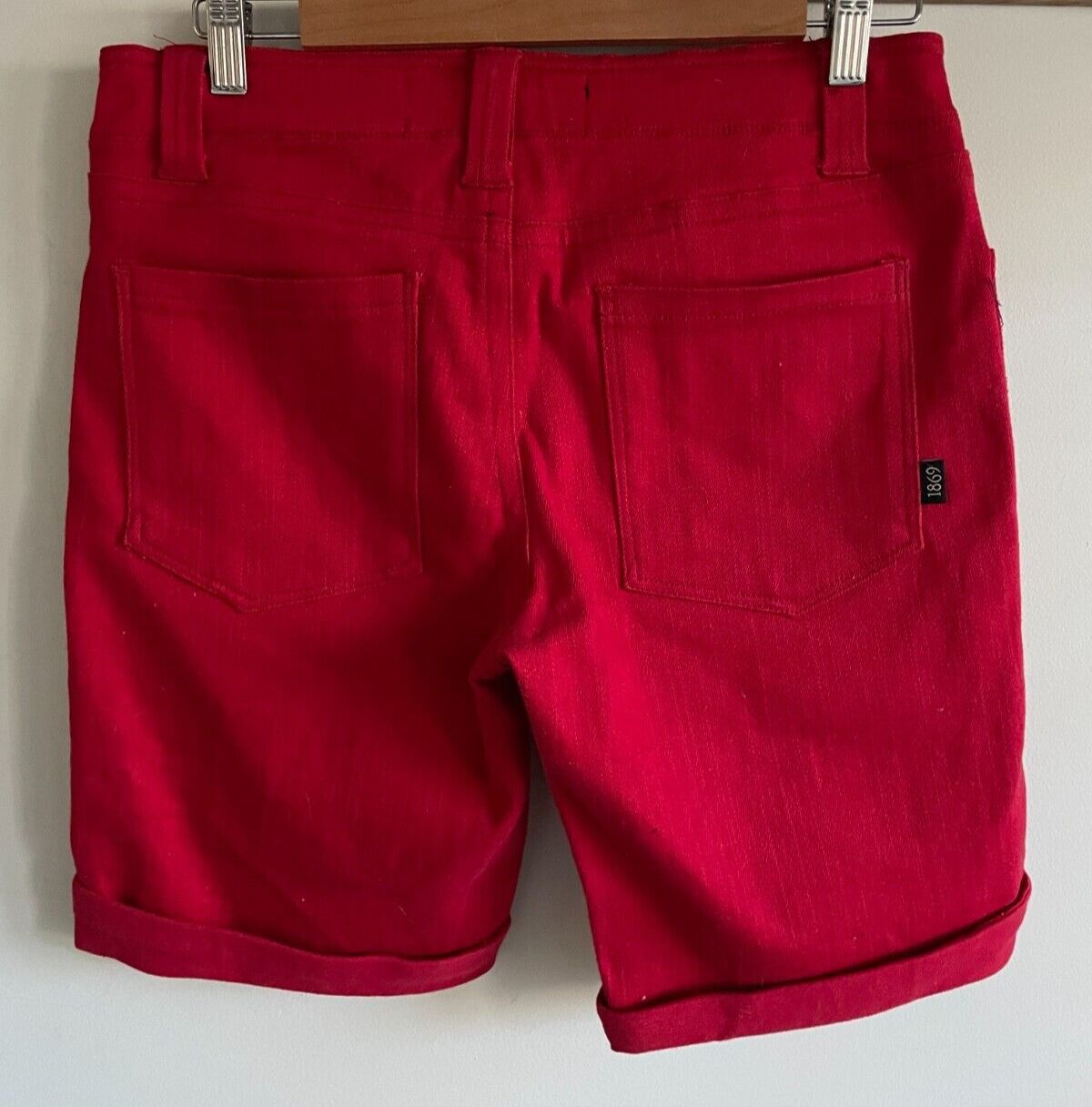 Black Friday by DANGERFIELD Womens Red Denim Shorts Size 10 Cuffed Stretch | eBay AU
