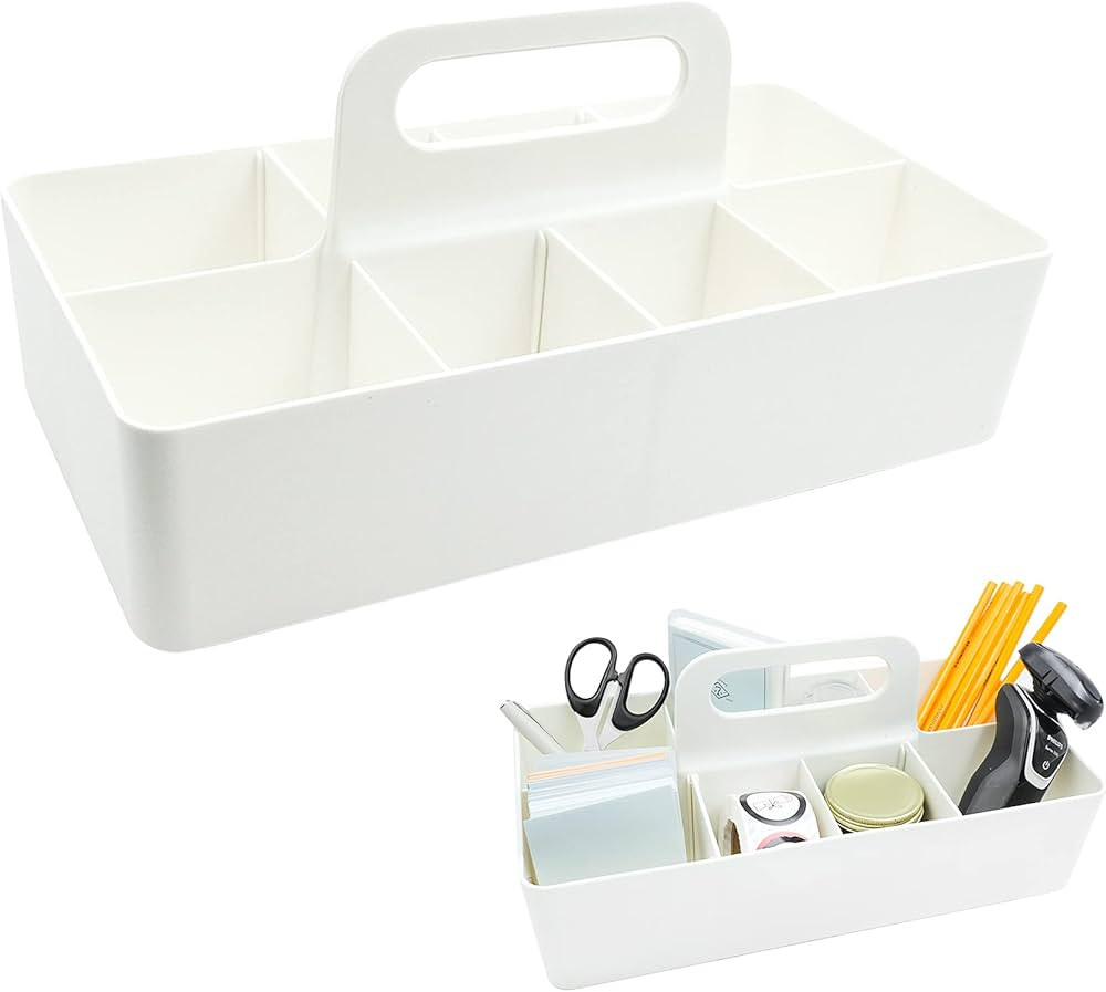 souG New Plastic Portable Makeup Organizer Caddy Tote Divided Basket Bin with Handle,DIY Dividers... | Amazon (US)