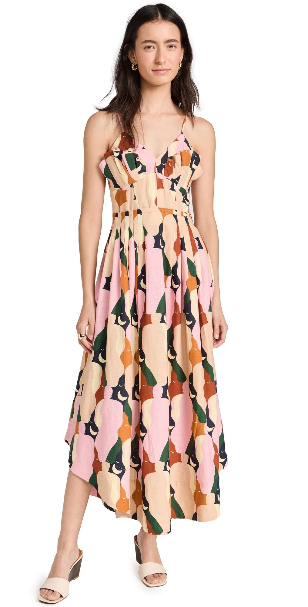 FARM Rio The Kiss Multicolor Sleeveless Midi Dress | Shopbop | Shopbop