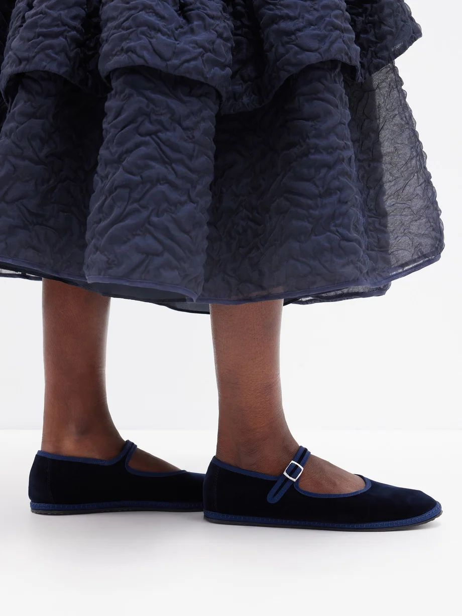 Blanket-stitched velvet Mary Jane flats | Vibi Venezia | Matches (US)