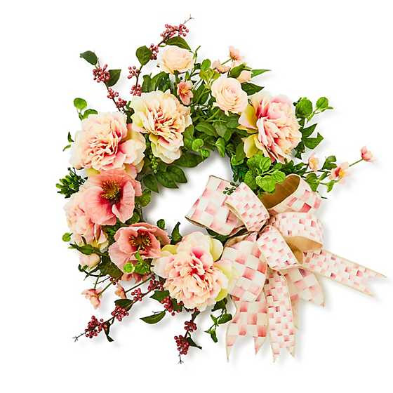 Rosy Check Rose 24" Wreath | MacKenzie-Childs