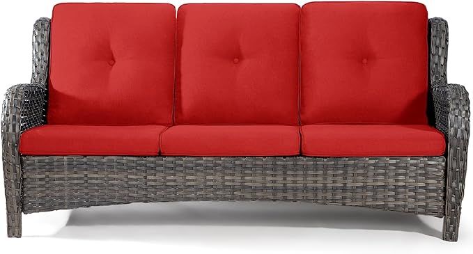 Joyside Outdoor Patio Couch Wicker Sofa - 3 Seater Rattan Sofa for Outside Patio Garden with Deep... | Amazon (US)