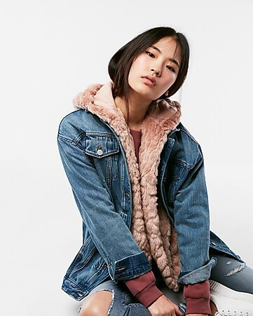 Hooded Faux Fur Vest | Express
