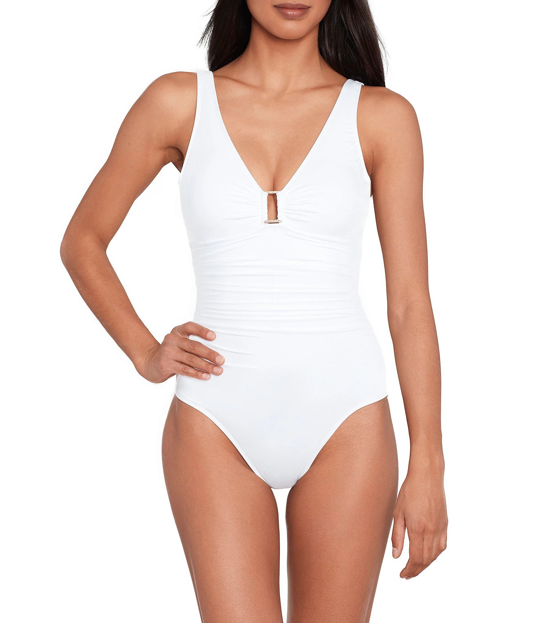 Ring Over The Shoulder Underwire One Piece Swimsuit | Dillard's