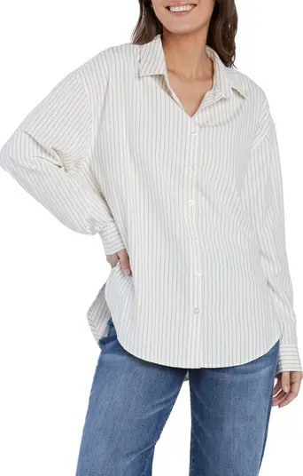 Wash Lab Denim Slick Stripe Cotton Blend Button-Up Shirt | Nordstrom | Nordstrom