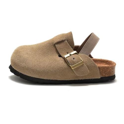 dubuto Cork Suede Clogs for Toddler Kids Boys Girls Leather Mules Footbed Sandals Potato Slippers | Amazon (US)