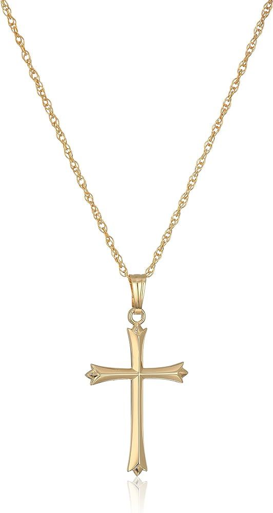 Amazon Collection Ladies' 14k Gold Filled Polished Embossed Cross Pendant Necklace, 18" | Amazon (US)