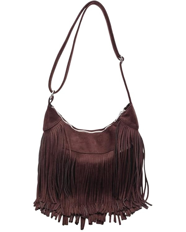 Vintage Suede Fringe Purse for Women Western Cowgirl Crossbody Bag Hobo Bags Long Tassel Hippie S... | Amazon (US)